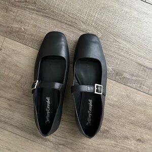 Jeffrey Campbell Black Square-Toe Mary Jane Flats